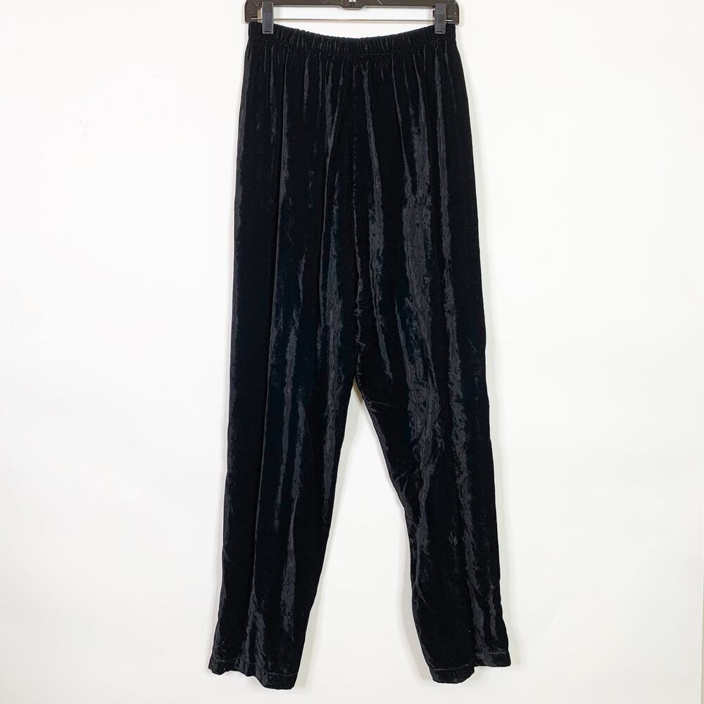 CP Shades Velvet Pant Large Elastic High Waist Straight Tapered Pull On Rayon